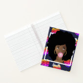 Zwarte Vrouw, Bubblegum, Tropische bladeren Navy b Notitieboek (Binnen)