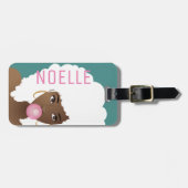 Zwarte Vrouw, Bubblegum, witte natuurlijke haar, g Bagagelabel (Voorkant horizontaal)