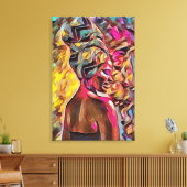 Zwarte vrouw canvas afdruk (Insitu (Woonkamer))