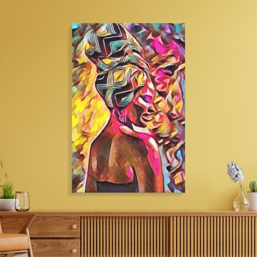 Zwarte vrouw canvas afdruk (Insitu (Woonkamer))