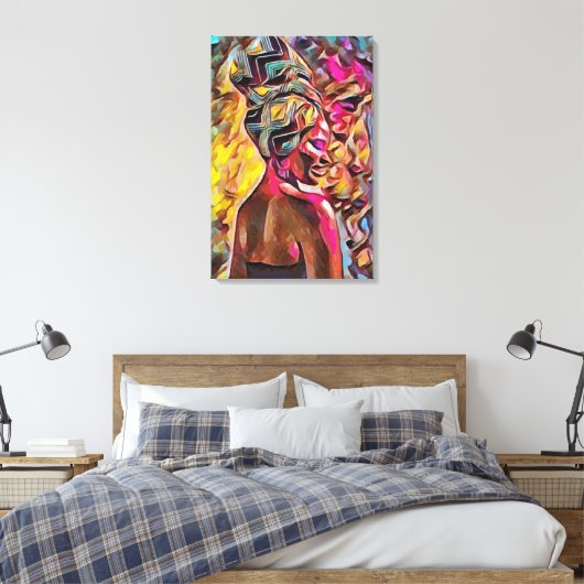 Zwarte vrouw canvas afdruk (Insitu (Slaapkamer))