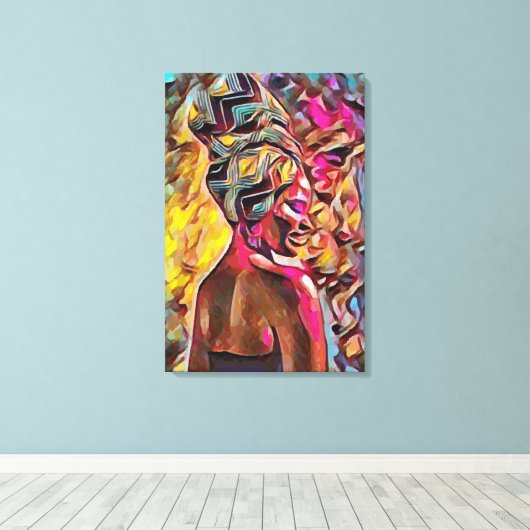 Zwarte vrouw canvas afdruk (Insitu (Houten vloer))