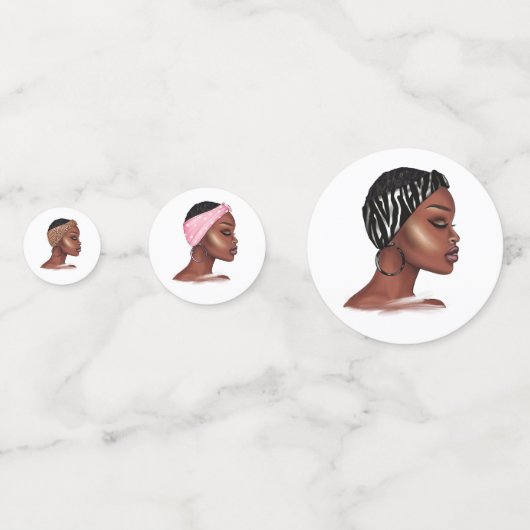 Zwarte vrouw confetti (Achterkanten)