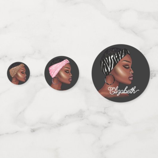 Zwarte vrouw confetti (Achterkanten)