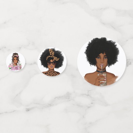 Zwarte vrouw confetti (Achterkanten)