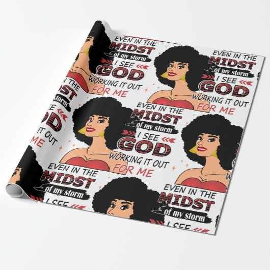 Zwarte vrouw die God in Storm verroert Cadeaupapier (Uitgerold)