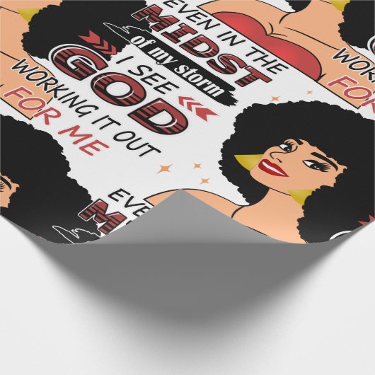 Zwarte vrouw die God in Storm verroert Cadeaupapier (Hoek)