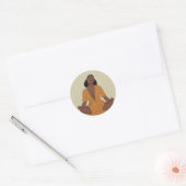 Zwarte vrouw die mediteert, boho stijl ronde sticker (Envelop)