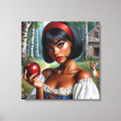  zwarte vrouw die rode appel vasthoudt canvas afdruk (Voorkant)