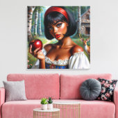  zwarte vrouw die rode appel vasthoudt canvas afdruk (Insitu (Woonkamer))