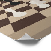 Zwarte vrouw die schaak speelt, boho-stijl. poster (Hoek)