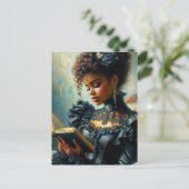  zwarte vrouw die Victoriaans esthetiek leest Briefkaart (Staand voorkant)