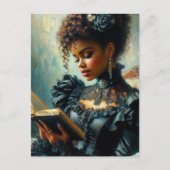  zwarte vrouw die Victoriaans esthetiek leest Briefkaart (Voorkant)