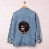 Zwarte vrouw donkere bloem afro denim jacket (Hangar)