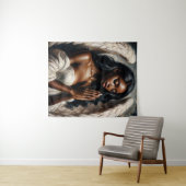 Zwarte vrouw engel bidden kunst wandkleed (In Situ (horizontaal))