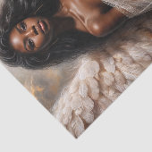 Zwarte vrouw engel die harp vasthoudt tissuepapier (Detail)