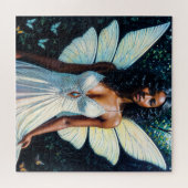 Zwarte Vrouw Fairy In Witte Kleding Schilderen Legpuzzel (Horizontaal)