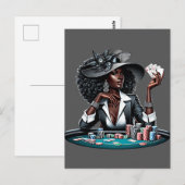 Zwarte vrouw Gambling Casino Kaarten Poker Chips A (Voorkant / Achterkant)