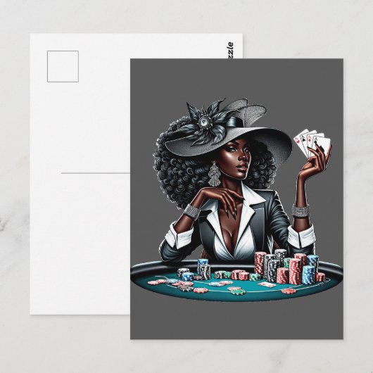 Zwarte vrouw Gambling Casino Kaarten Poker Chips A (Voorkant / Achterkant)