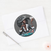 Zwarte vrouw Gambling Casino Kaarten Poker Chips A Ronde Sticker (Envelop)