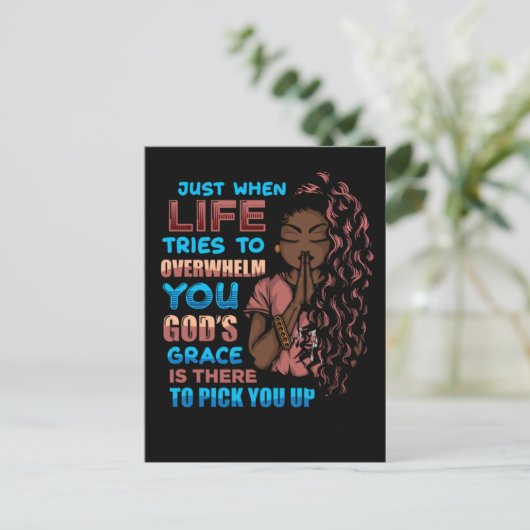 Zwarte vrouw gebed krijger bidden tot God Feestdagenkaart (Staand voorkant)