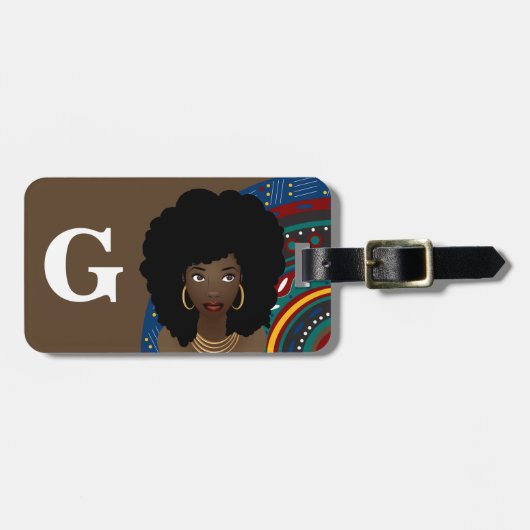 Zwarte vrouw, geïnspireerd door stam, monogram, br bagagelabel (Voorkant horizontaal)