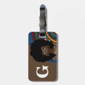 Zwarte vrouw, geïnspireerd door stam, monogram, br bagagelabel (Achterkant verticaal)