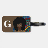 Zwarte vrouw, geïnspireerd door stam, monogram, br bagagelabel (Achterkant horizontaal)