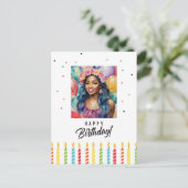 Zwarte Vrouw Gelukkige Verjaardag Multicolor Briefkaart (Staand voorkant)