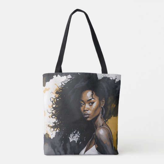 Zwarte vrouw Gepersonaliseerde Canvas tas (Achterkant)