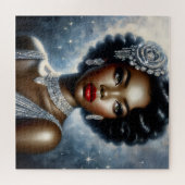 Zwarte vrouw glamour portretkunst legpuzzel (Horizontaal)