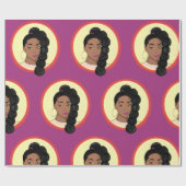 Zwarte vrouw, gloeiende schoonheid, bladerponytail cadeaupapier (Vlak)