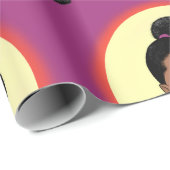 Zwarte vrouw, gloeiende schoonheid, bladerponytail cadeaupapier (Rol Hoek)