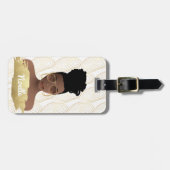 Zwarte vrouw, gouden Abstracte vorm, wit Bagagelabel (Voorkant horizontaal)