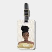 Zwarte vrouw, gouden Abstracte vorm, wit Bagagelabel (Voorkant verticaal)