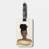 Zwarte vrouw, gouden Abstracte vorm, wit Bagagelabel (Achterkant verticaal)