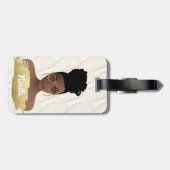 Zwarte vrouw, gouden Abstracte vorm, wit Bagagelabel (Achterkant horizontaal)