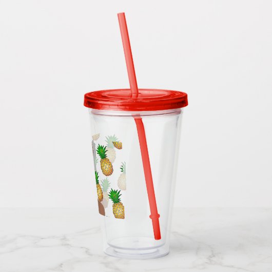 Zwarte vrouw, gouden tinten, ananas patroon acryl drinkbeker (Links)