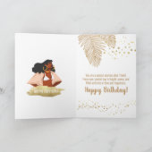 Zwarte Vrouw, gouden Tropisch Lekt, Birthday Kaart (Binnen)