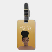 Zwarte Vrouw, goudhades en hoge bandbreedte, geel  Bagagelabel (Voorkant verticaal)