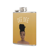 Zwarte Vrouw, goudhades en hoge bandbreedte, geel  Heupfles (Links)