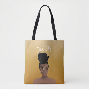 Zwarte Vrouw, goudhades en hoge bandbreedte, geel Tote Bag
