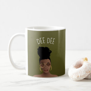 Zwarte Vrouw, goudhades en hoge bonen, olive groen Koffiemok