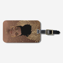 Zwarte Vrouw, goudhades en palmbladeren, bruin