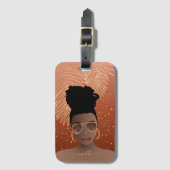 Zwarte Vrouw, goudhades en palmbladeren, koper Bagagelabel (Voorkant (verticaal))