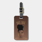 Zwarte Vrouw, goudzadels en hoge woordspeling, bru Bagagelabel (Voorkant verticaal)