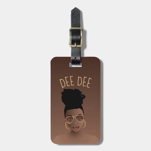 Zwarte Vrouw, goudzadels en hoge woordspeling, bru Bagagelabel (Voorkant verticaal)