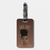 Zwarte Vrouw, goudzadels en hoge woordspeling, bru Bagagelabel (Achterkant verticaal)