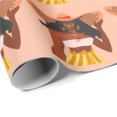 Zwarte Vrouw, Groot Pet, Vacatievormen Cadeaupapier (Rol Hoek)