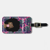 Zwarte vrouw, Hallo zomer, groene bladeren, warm r Bagagelabel (Voorkant horizontaal)